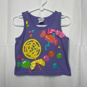 VINTAGE 90s Candy & Bows Graphic Tank Size 2T